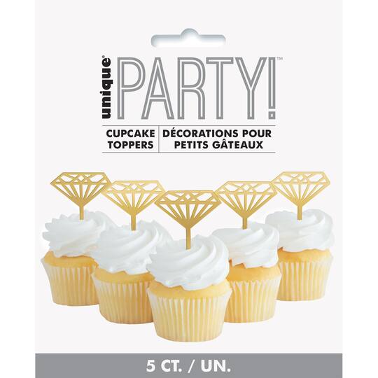 Gold Diamond Cupcake Decorations Gold Diamond Party Supplies